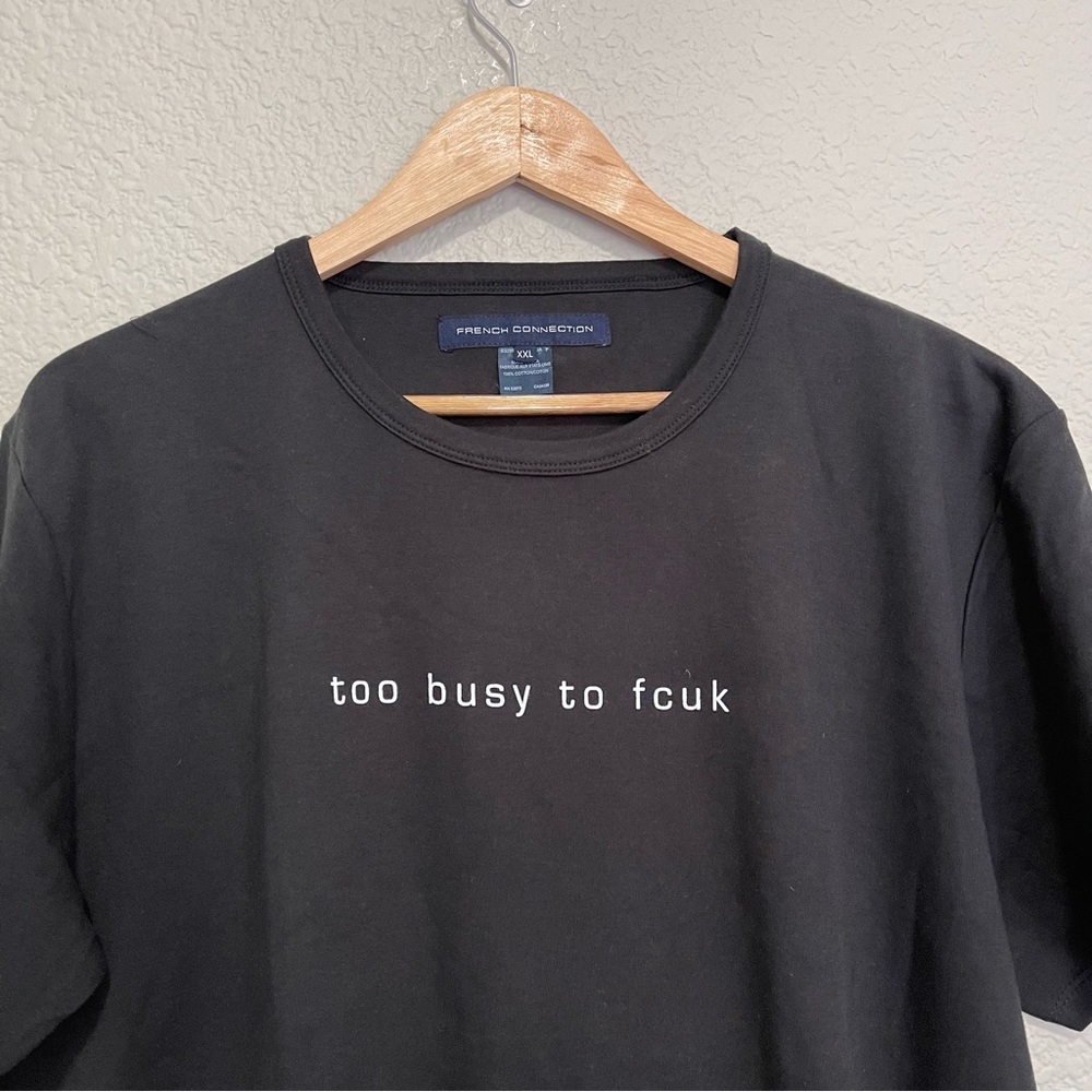 French Connection FCUK Black Cotton T Shirt XXL